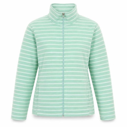 Anne De Lancay Womens Green Striped Polyester Full Zip Sweatshirt Size S  Zip
