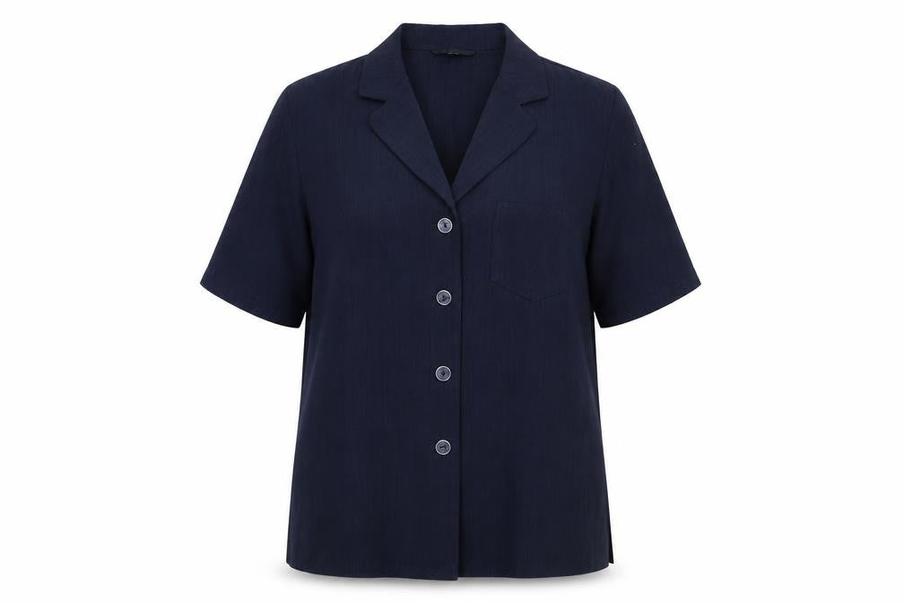Front view of Preworn women’s blue jacket blazer, size UK 14, button