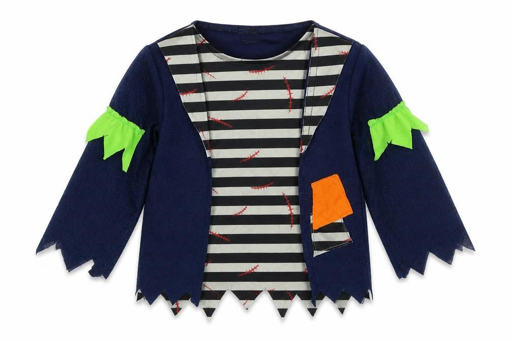 B&M Boys Multicoloured Striped Polyester Basic T-Shirt Size 2-3 Years Round Neck Hook & Loop - Halloween