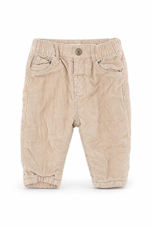Front view of Next boys’ beige 100% cotton cargo trousers, size 3-6, months