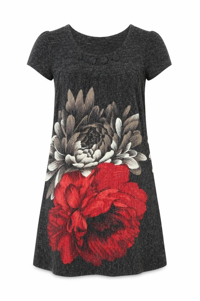 Dunnes Womens Grey  Acrylic Fit & Flare  Size 10  Crew Neck