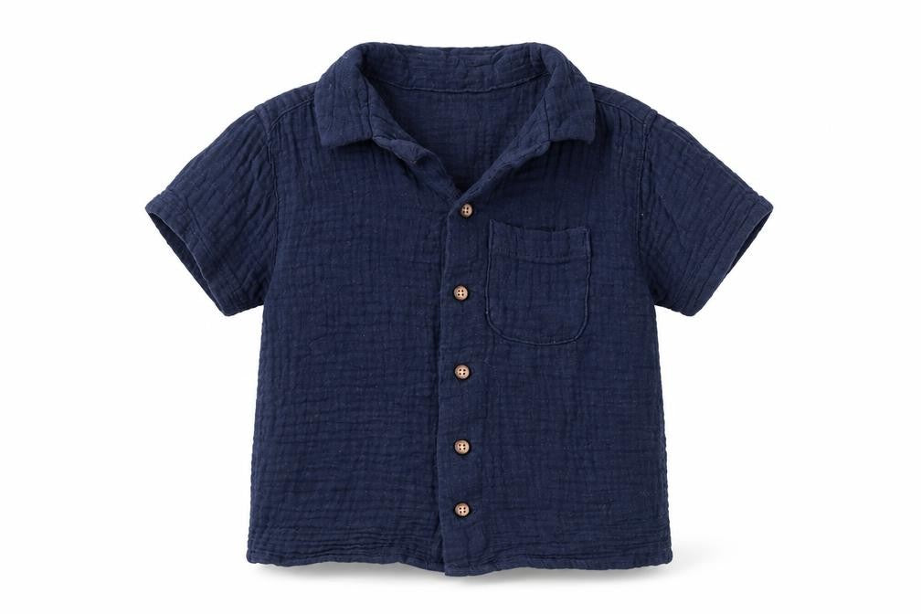 Preworn Boys Blue  100% Cotton Basic Button-Up Size 18-24 Months Collared
