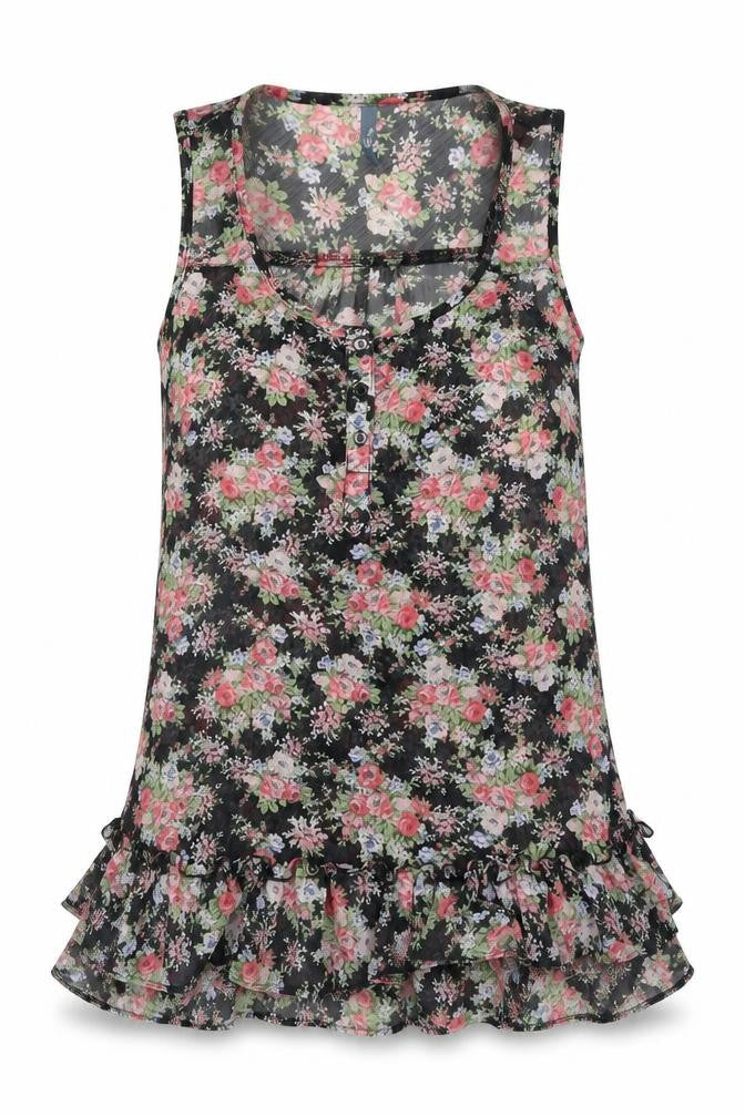 Evie Womens Multicoloured Floral Polyester Camisole Tank Size 10 Round Neck