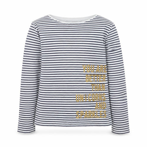 Primark Girls Blue Striped Cotton Basic Casual Size 10-11 Years Round Neck