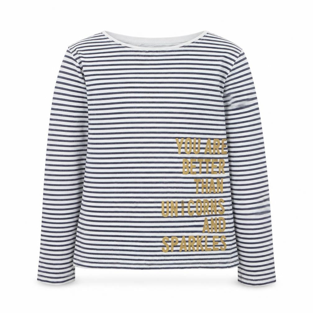 Primark Girls Blue Striped Cotton Basic Casual Size 10-11 Years Round Neck
