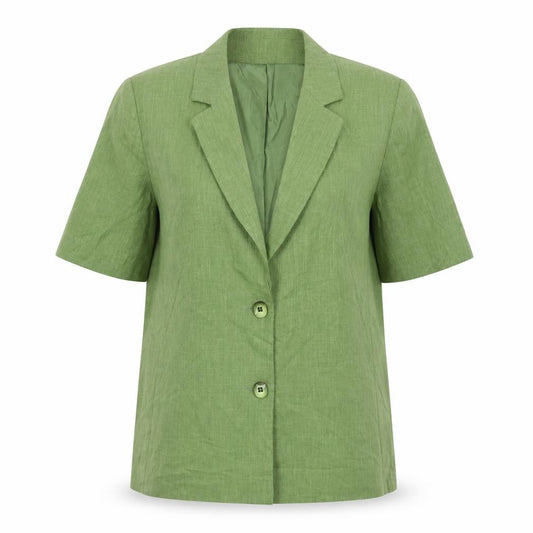 Front view of Klass women’s green jacket, size UK 12, button