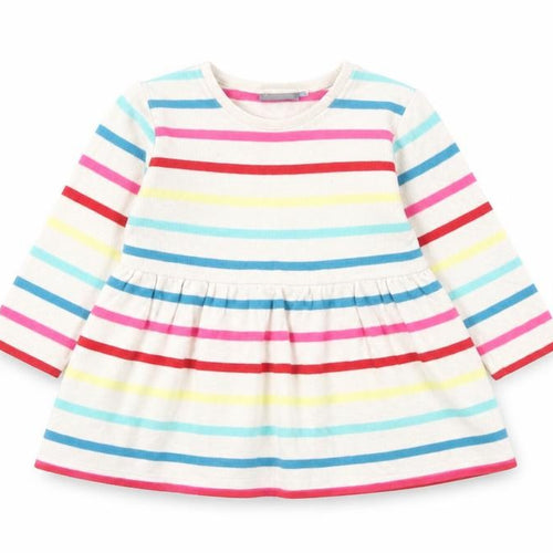 NEXT Girls Multicoloured Striped Cotton Skater Dress  Size 6-9 Months  Round Neck