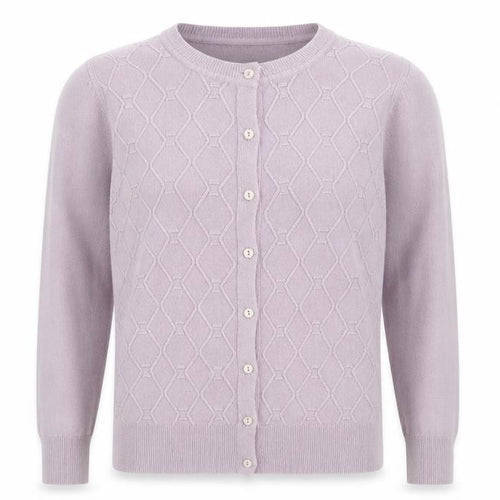 paramour Womens Purple Crew Neck Argyle/Diamond Acrylic Cardigan Jumper Size M