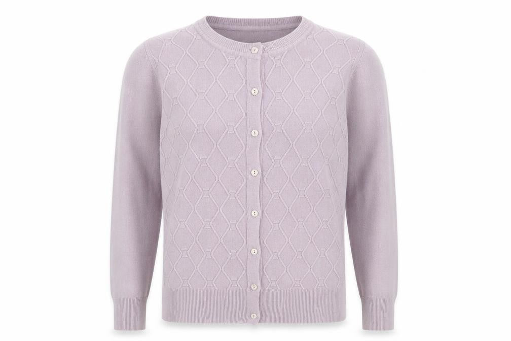 paramour Womens Purple Crew Neck Argyle/Diamond Acrylic Cardigan Jumper Size M