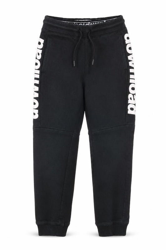 Front view of athletic dept boys’ black cotton jogger trousers, size 9, months regular tie