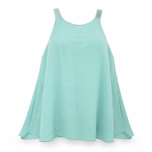 Front view of Next women’s green polyester basic tank, size UK 6, crew neck