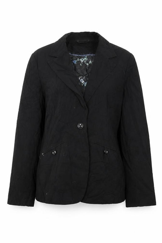Front view of New Look women’s black jacket blazer, size UK 14, button
