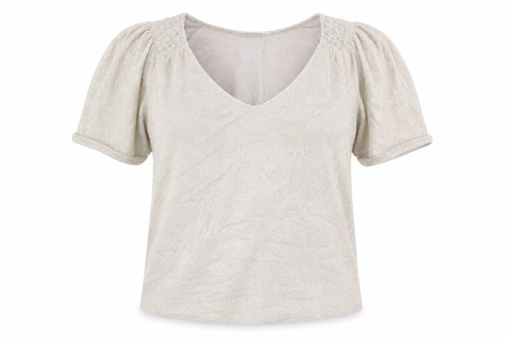 Mango Womens Grey  Polyester Basic T-Shirt Size S Round Neck