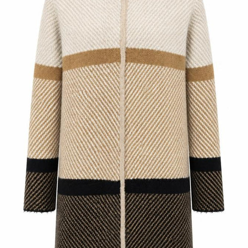 TU Womens Beige V-Neck Geometric Acrylic Cape Jumper Size 10