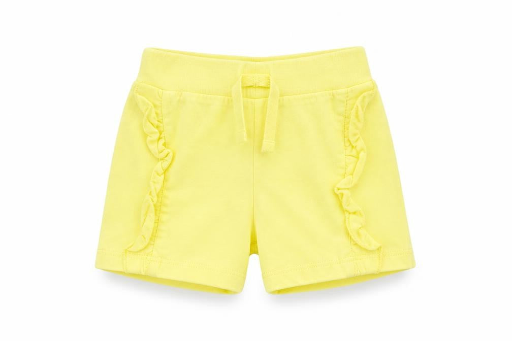Primark Girls Yellow  Cotton Cropped Trousers Size 12-18 Months  Drawstring