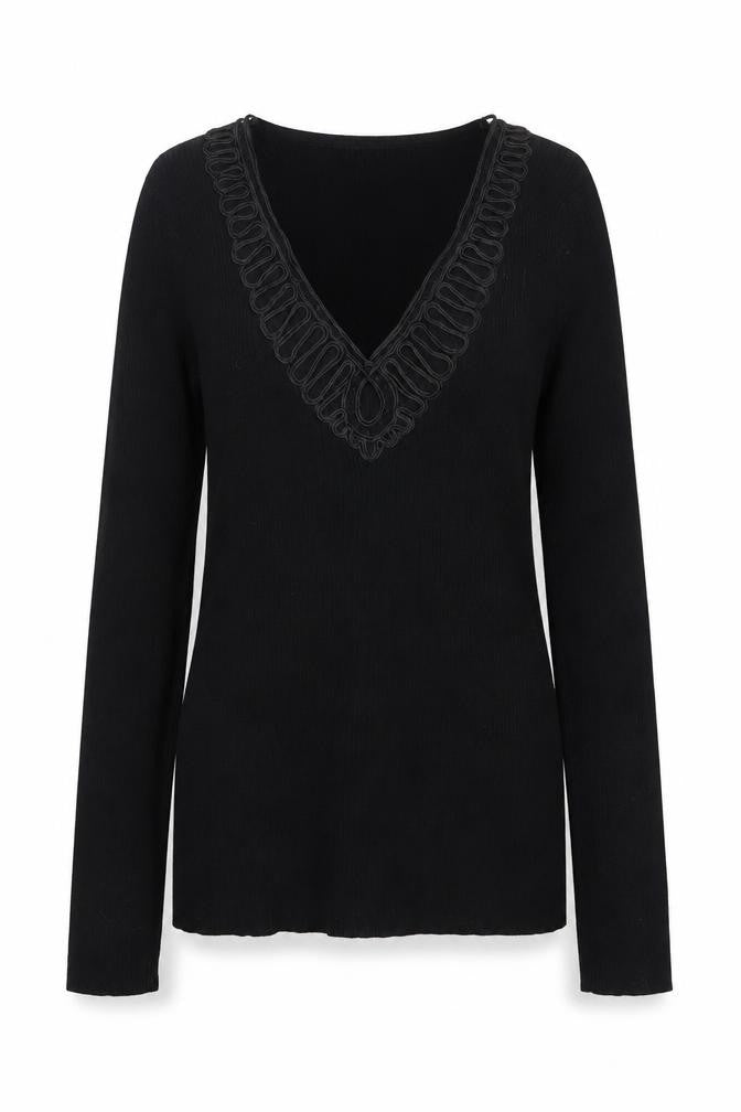 Front view of River Island women’s black viscose basic t-shirt, size UK 8, v-neck