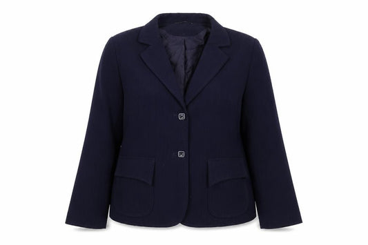 Front view of South women’s blue polyester jacket suit jacket, size UK 18