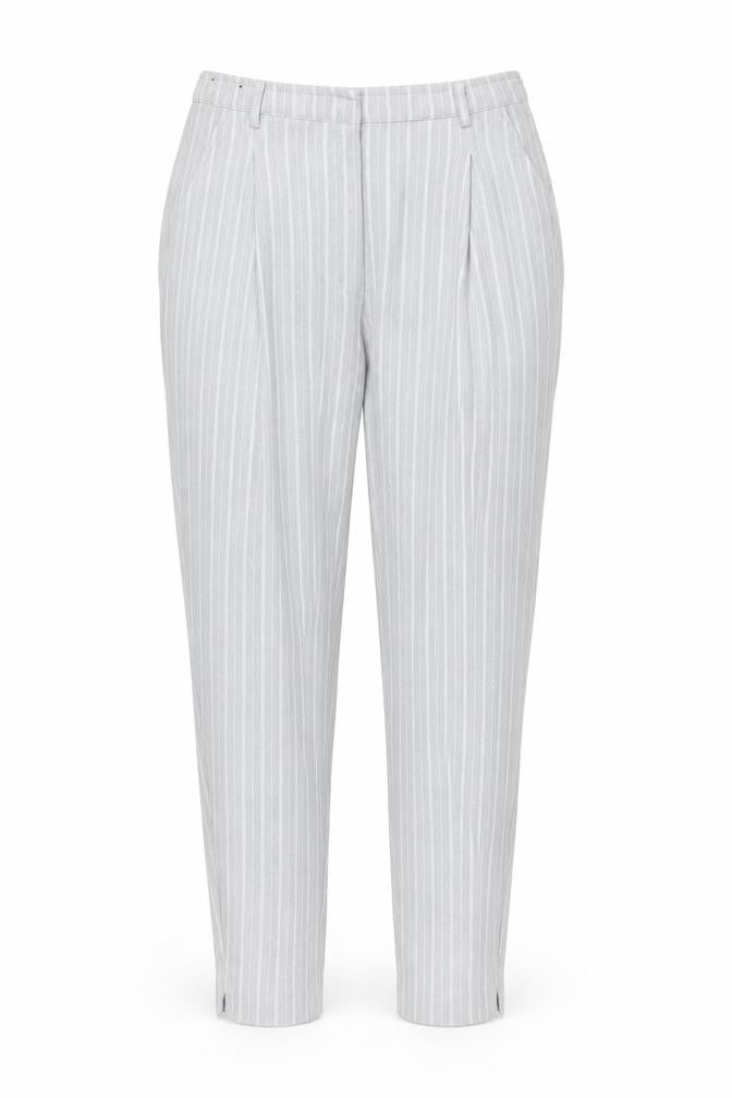New Look Womens Grey Striped Polyester Carrot Trousers Size 8 L26 in Regular Zip