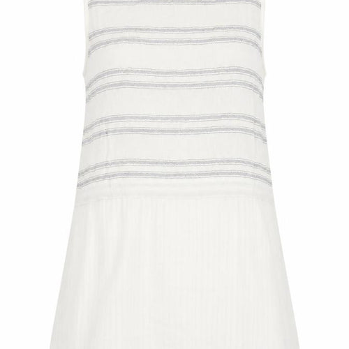 Mango Womens White Striped Polyester Basic Blouse Size S Round Neck