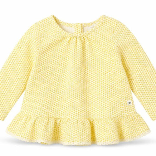NEXT Girls Yellow Geometric Cotton Skater Dress  Size 3-6 Months  Round Neck