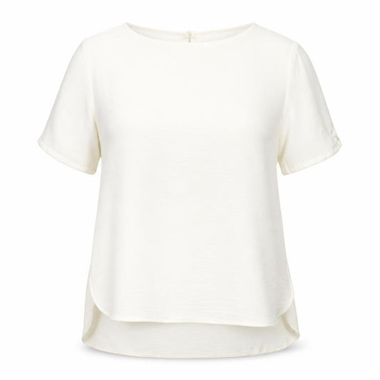 Front view of Primark women’s white polyester basic blouse, size UK 12, round neck