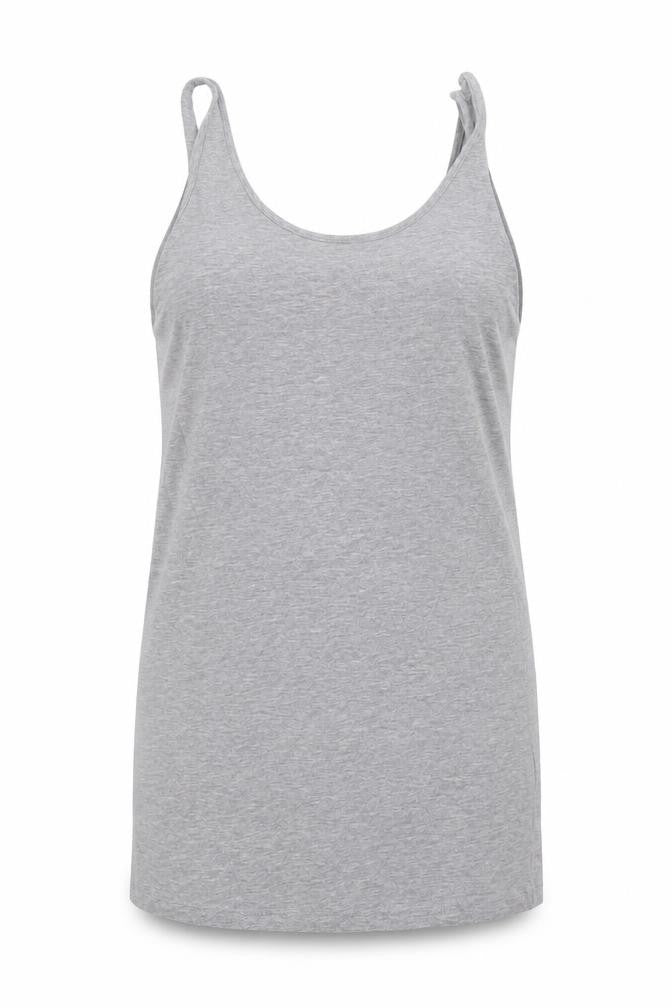 Front view of Papaya women’s grey cotton basic tank, size UK 12, round neck