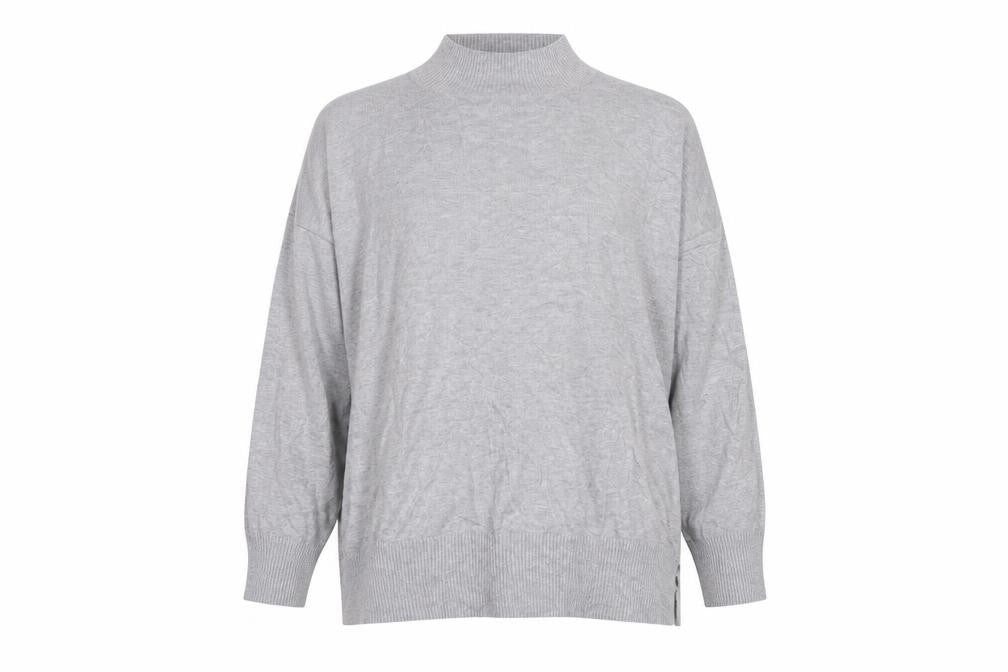 Front view of F&F women’s grey round neck viscose jumper, size UK 18
