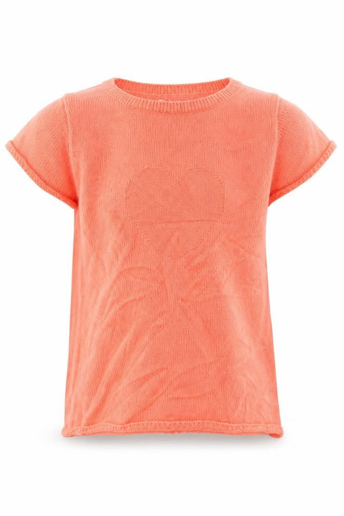 Front view of Vertbaudet girls’ pink cotton basic casual, size 4, years round neck