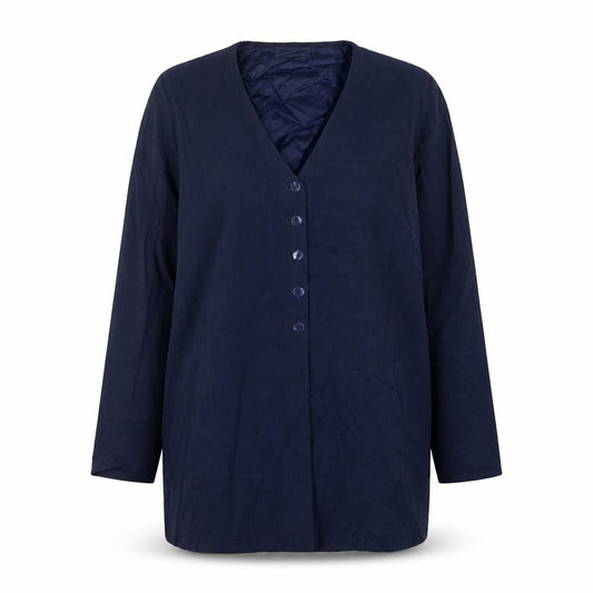Front view of Award women’s blue jacket blazer, size UK 12, button