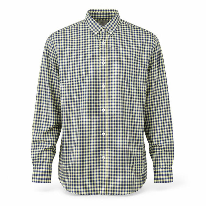 Mango Mens Blue Plaid Cotton Button-Up Size S Collared Button