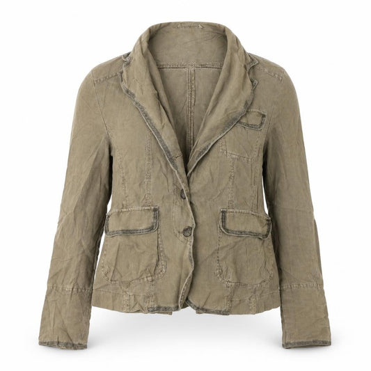 Front view of Papaya women’s brown jacket blazer, size UK 12, button