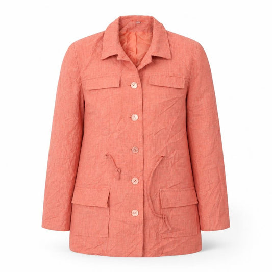 Front view of Gianfranco Corneli women’s orange jacket blazer, size UK 12, button