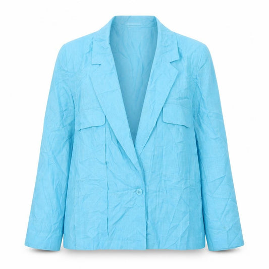Front view of Next women’s blue jacket blazer, size UK 14, button