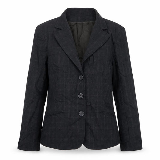 Front view of Atmosphere women’s grey check polyester jacket suit jacket, size UK 14