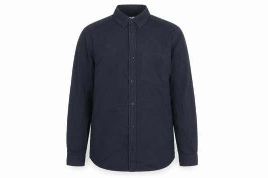 Front view of H&M men’s grey cotton button-up, size S, collared