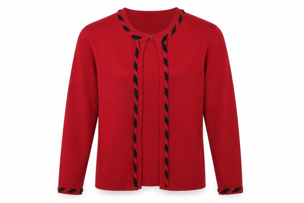Zasamia Mens Red Round Neck  Viscose Cardigan Jumper Size M