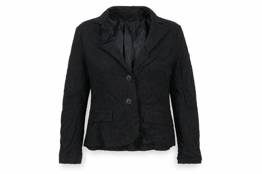 Front view of Evie women’s black striped jacket blazer, size UK 14