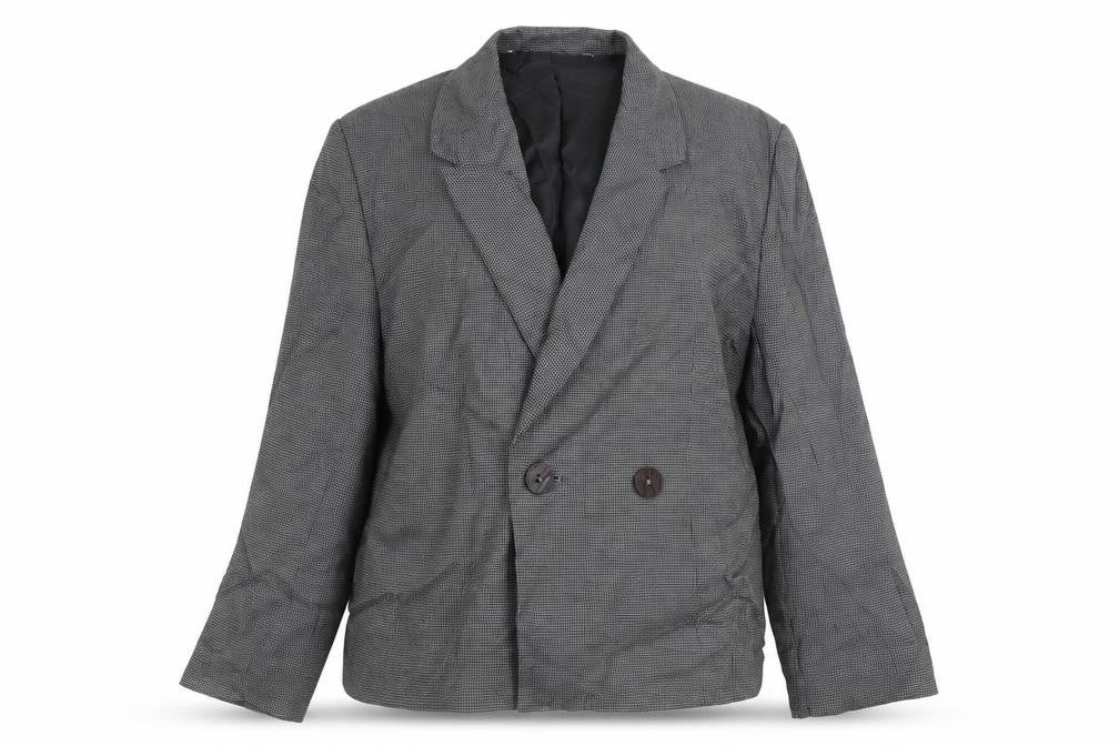 Front view of Preworn women’s grey geometric jacket blazer, size M