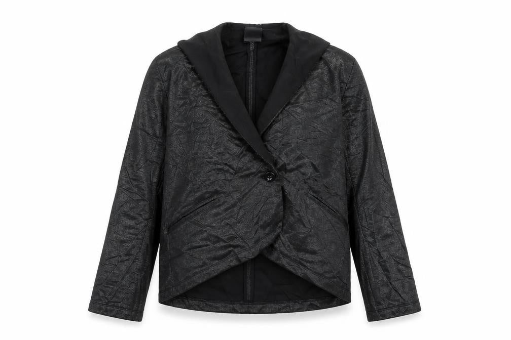 Front view of Next women’s black geometric jacket blazer, size UK 14