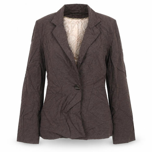 Front view of Principles women’s brown striped jacket blazer, size UK 10