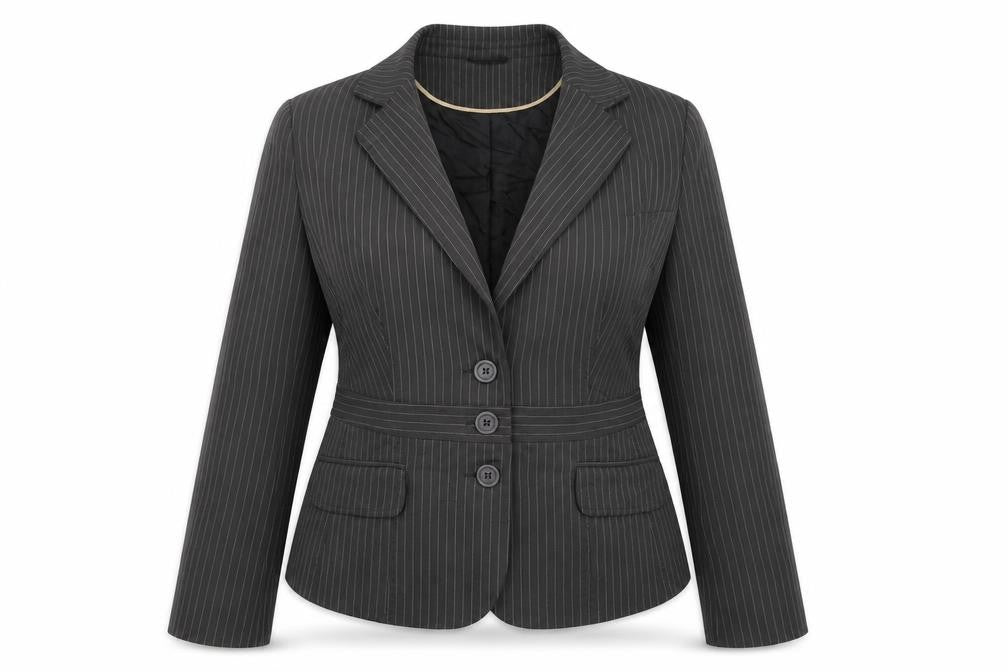 Front view of South women’s brown striped jacket blazer, size UK 16