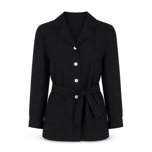 Front view of Anne Brooks women’s black jacket, size UK 12, button