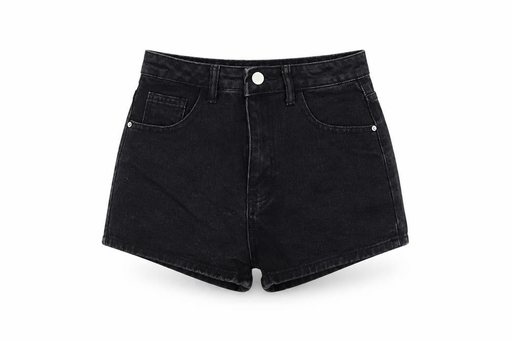 SheIn Womens Black  Cotton Hot Pants Shorts Size XS  Regular Zip - Flame