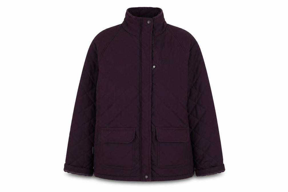 Front view of Mountain Warehouse women’s purple jacket, size UK 14