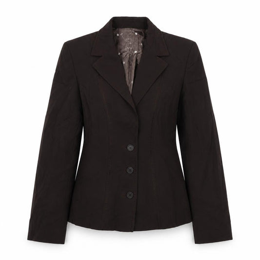 Front view of Marks & Spencer women’s brown polyester jacket suit jacket, size UK 12
