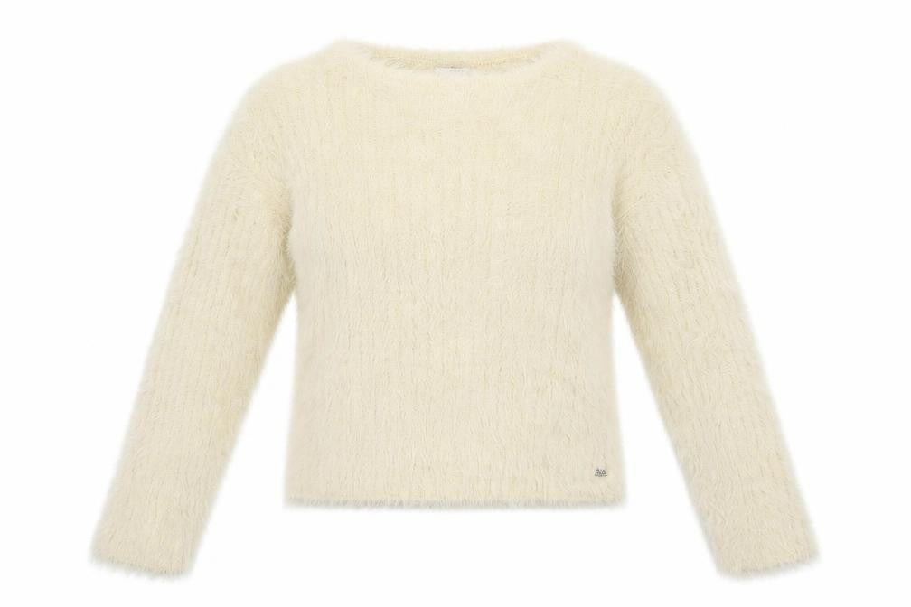 Pull&Bear Womens Beige Crew Neck  Nylon Pullover Jumper Size XS   - Cropped