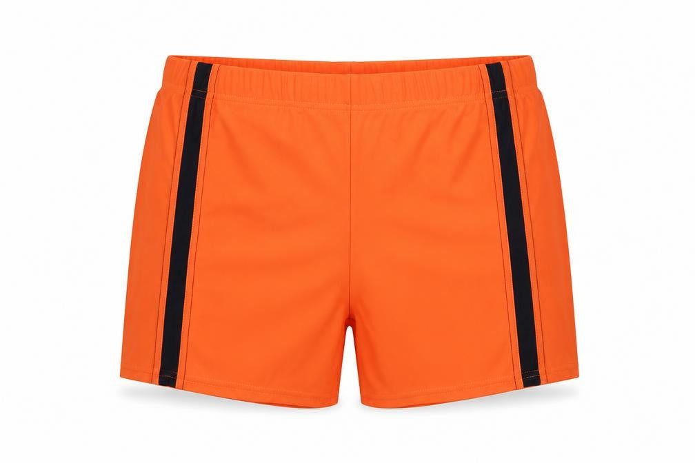 Front view of TNZI women’s orange polyamide compression shorts, size L, 3-inch leg regular drawstring