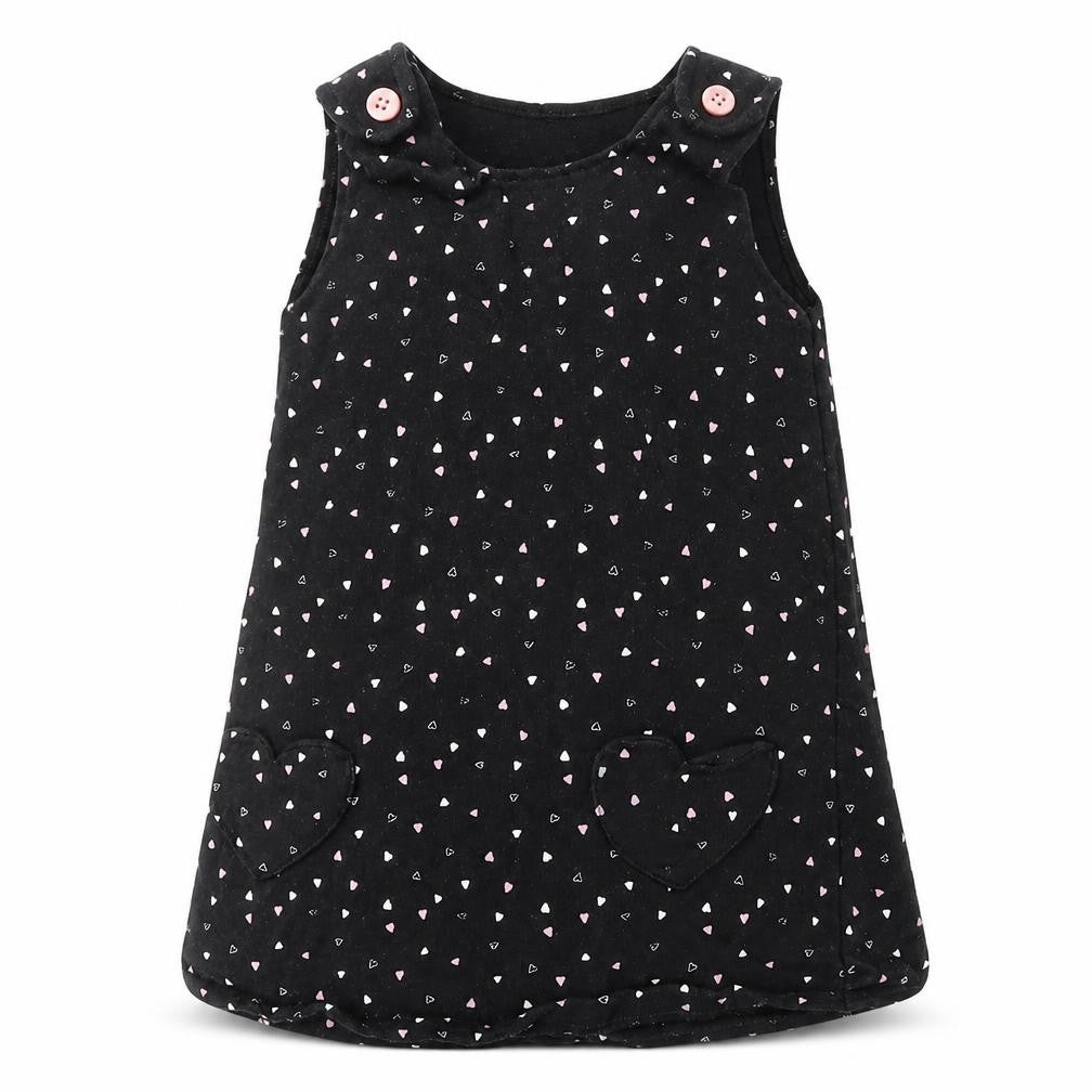 George Girls Black Geometric Cotton Pinafore/Dungaree Dress  Size 12-18 Months  Round Neck