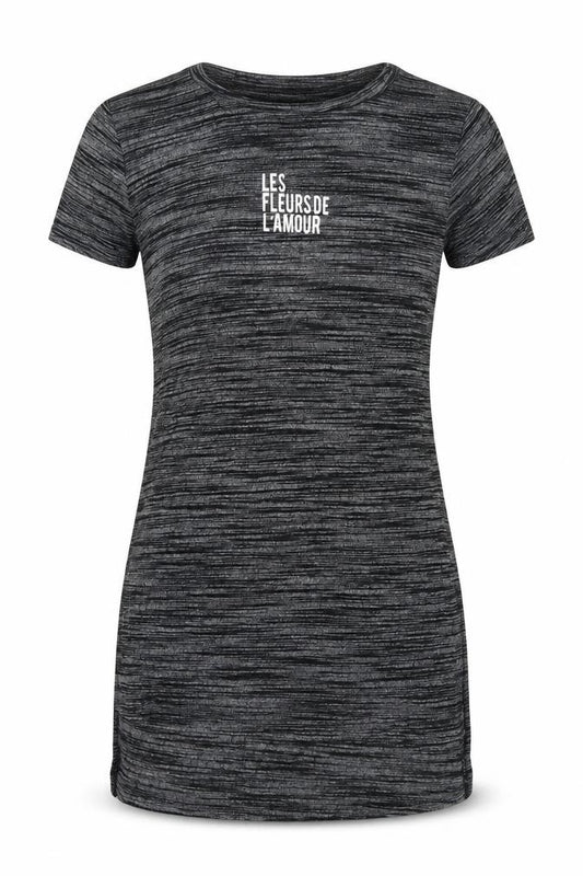 Front view of Atmosphere women’s grey striped viscose basic t-shirt, size UK 10, round neck
