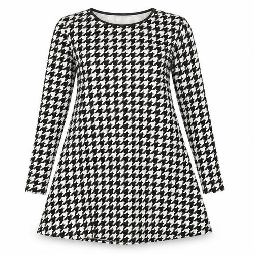 MissLook Womens Multicoloured Houndstooth Polyester Skater Dress  Size S  Round Neck